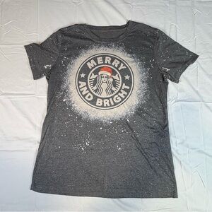 Starbucks Gray Merry and Bright T-Shirt XL Comfy